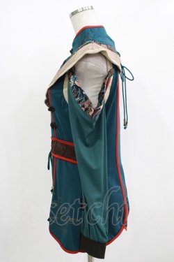 画像2: Ozz oneste / 和チャイナ2Wayカットソー  グリーン H-25-11-03-049-OO-TO-KB-ZH