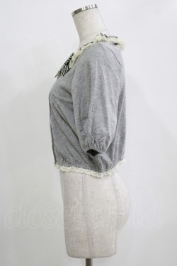 画像2: Emily Temple cute / チュールフリルショートカーディガン  グレー H-25-11-03-052-ET-TO-KB-ZH