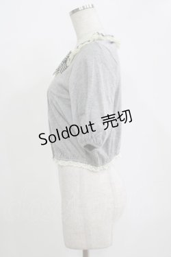 画像2: Emily Temple cute / チュールフリルショートカーディガン  グレー H-25-11-03-052-ET-TO-KB-ZH