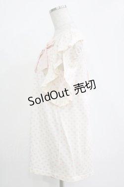 画像2: Emily Temple cute / フリルノースリーブカットソー  オフ×ピンクドット H-25-11-03-056-ET-TO-KB-ZH