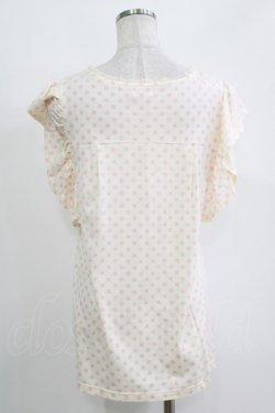 画像3: Emily Temple cute / フリルノースリーブカットソー  オフ×ピンクドット H-25-11-03-056-ET-TO-KB-ZH