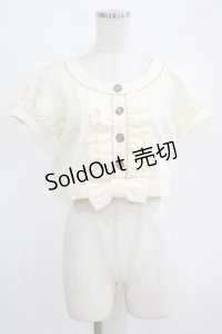 Emily Temple cute / フリルリボンパフカーデ  アイボリー H-25-11-03-057-ET-TO-KB-ZH