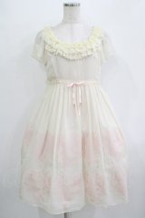 Emily Temple cute / ラメプリントジョーゼットワンピース  オフ×ピンク H-25-11-03-006-ET-OP-KB-ZH