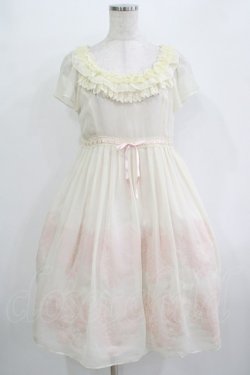 画像1: Emily Temple cute / ラメプリントジョーゼットワンピース  オフ×ピンク H-25-11-03-006-ET-OP-KB-ZH