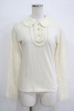 画像1: Emily Temple cute / ファーカラーカットソー  アイボリー H-25-11-03-062-ET-TO-KB-ZH