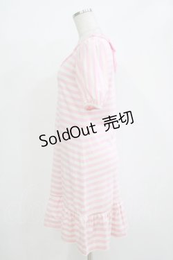 画像2: Emily Temple cute / ボーダーフリルカットソーワンピース  ピンク H-25-11-03-064-ET-OP-KB-ZH