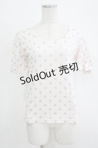 Emily Temple cute / ラメドットリボンカットソー  ピンク H-25-11-03-065-ET-TO-KB-ZH