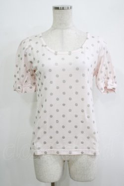 画像1: Emily Temple cute / ラメドットリボンカットソー  ピンク H-25-11-03-065-ET-TO-KB-ZH