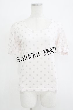 画像1: Emily Temple cute / ラメドットリボンカットソー  ピンク H-25-11-03-065-ET-TO-KB-ZH
