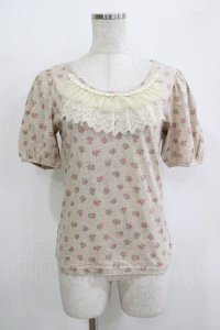 Emily Temple cute / チュールフリルカットソー  フラワープリント/ベージュ H-25-11-03-067-ET-TO-KB-ZH