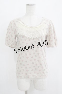 画像1: Emily Temple cute / チュールフリルカットソー  フラワープリント/ベージュ H-25-11-03-067-ET-TO-KB-ZH