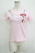 MILK / リボンパールカットソー  ピンク H-25-11-03-069-ML-TO-KB-ZH