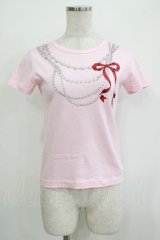 MILK / リボンパールカットソー  ピンク H-25-11-03-069-ML-TO-KB-ZH
