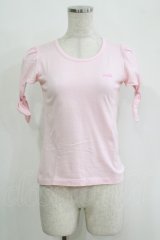 MILK / リボンスリーブカットソー  ピンク H-25-11-03-071-ML-TO-KB-ZH