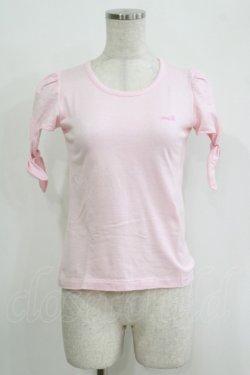 画像1: MILK / リボンスリーブカットソー  ピンク H-25-11-03-071-ML-TO-KB-ZH