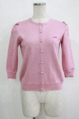 MILK / ショルダーリボンラメカーディガン  ピンク H-25-11-03-073-ML-TO-KB-ZH