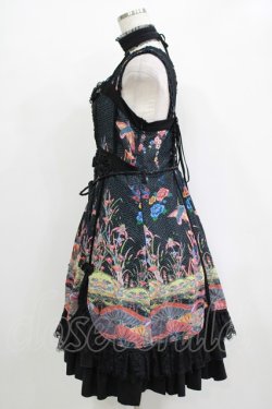 画像2: Ozz oneste / チョーカー風ホルター和柄ジャンパースカート  黒 H-25-11-03-007-OO-OP-KB-ZH