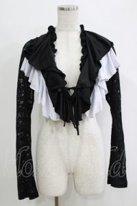 NiNE. / 異素材切替フリルボレロ  黒×白 H-25-11-03-074-PU-TO-KB-ZH