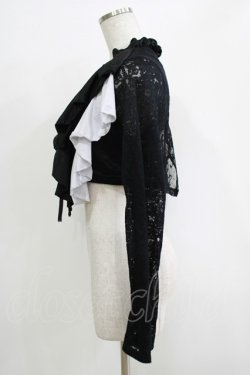 画像2: NiNE. / 異素材切替フリルボレロ  黒×白 H-25-11-03-074-PU-TO-KB-ZH