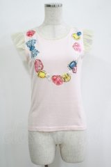 Emily Temple cute / パールジュエリーチュールフリルタンク  ピンク H-25-11-03-076-ET-TO-KB-ZT369