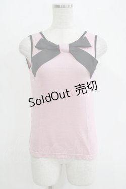 画像1: 【SALE】MILK / ラメリボンタンク  ピンク×ブラック H-25-11-03-077-ML-TO-KB-ZT369