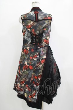 画像3: Ozz oneste / 和柄切替チャイナノースリーブワンピ  黒 H-25-11-03-008-OO-OP-KB-ZH