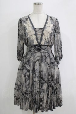 画像1: Rozen Kavalier / 総柄プリーツワンピース  グレー H-25-11-03-015-OO-OP-KB-ZH