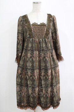 画像1: OZZ ANGELO / ヨーク切替総柄ワンピース  カーキ H-25-11-03-016-OO-OP-KB-ZH