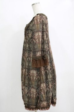 画像2: OZZ ANGELO / ヨーク切替総柄ワンピース  カーキ H-25-11-03-016-OO-OP-KB-ZH