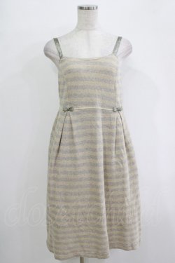 画像1: Emily Temple cute / ラメボーダーノースリーブワンピース  ベージュ H-25-11-03-017-ET-OP-KB-ZH