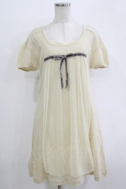 画像1: Emily Temple cute / ラメニットフロントチュールワンピース  ゴールドベージュ H-25-11-03-020-ET-OP-KB-ZH