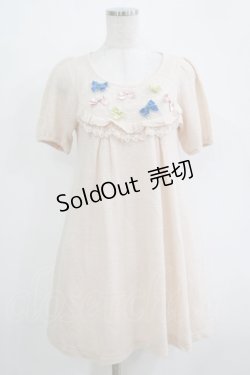 画像1: Emily Temple cute / リボンニットワンピース  ピンク H-25-11-03-021-ET-OP-KB-ZH