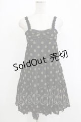 Emily Temple cute / ラメドットティアードノースリーブワンピース  ブラック×ゴールドドット H-25-11-03-022-ET-OP-KB-ZH
