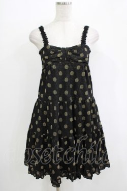 画像1: Emily Temple cute / ラメドットティアードノースリーブワンピース  ブラック×ゴールドドット H-25-11-03-022-ET-OP-KB-ZH