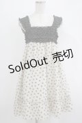 Emily Temple cute / リボンフロッキー水玉フリルノースリーブワンピース  アイボリー×ブラック H-25-11-03-023-ET-OP-KB-ZH