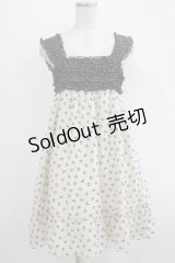 Emily Temple cute / リボンフロッキー水玉フリルノースリーブワンピース  アイボリー×ブラック H-25-11-03-023-ET-OP-KB-ZH