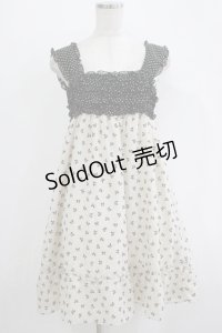 Emily Temple cute / リボンフロッキー水玉フリルノースリーブワンピース  アイボリー×ブラック H-25-11-03-023-ET-OP-KB-ZH