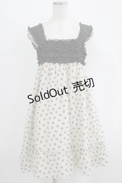 画像1: Emily Temple cute / リボンフロッキー水玉フリルノースリーブワンピース  アイボリー×ブラック H-25-11-03-023-ET-OP-KB-ZH
