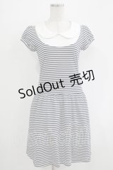 MILK / ラウンドカラーカットドレス  ネイビーボーダー H-25-11-03-025-ML-OP-KB-ZH