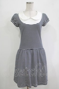 画像1: MILK / ラウンドカラーカットドレス  ネイビーボーダー H-25-11-03-025-ML-OP-KB-ZH