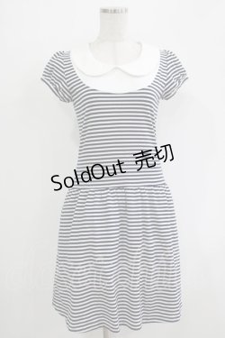 画像1: MILK / ラウンドカラーカットドレス  ネイビーボーダー H-25-11-03-025-ML-OP-KB-ZH