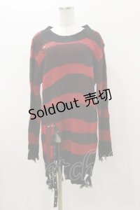 PUNK RAVE / THE AVENGER RED STRIPED SWEATER Free ブラック×レッド H-25-11-04-065-PU-TO-KB-ZH