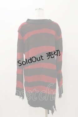 画像2: PUNK RAVE / THE AVENGER RED STRIPED SWEATER Free ブラック×レッド H-25-11-04-065-PU-TO-KB-ZH