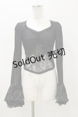 DARK IN LOVE / Gothic luxe lace see-through belly sexy top M ブラック H-25-11-04-066-PU-TO-KB-ZH