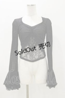 画像1: DARK IN LOVE / Gothic luxe lace see-through belly sexy top M ブラック H-25-11-04-066-PU-TO-KB-ZH