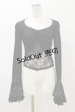 画像1: DARK IN LOVE / Gothic luxe lace see-through belly sexy top M ブラック H-25-11-04-067-PU-TO-KB-ZH