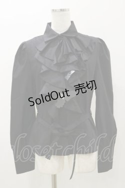 画像1: Sheglit / ビショップスリーブジャボブラウス L ブラック H-25-11-04-069-EL-BL-KB-ZH