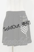 DARK IN LOVE / Punk black white check heart pleated skirt L ブラック H-25-11-04-070-PU-SK-KB-ZH