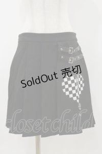 DARK IN LOVE / Punk black white check heart pleated skirt L ブラック H-25-11-04-070-PU-SK-KB-ZH