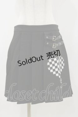 画像1: DARK IN LOVE / Punk black white check heart pleated skirt L ブラック H-25-11-04-070-PU-SK-KB-ZH